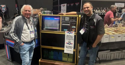 Gary Stern and Aaron Schmidt at Chicago Pinball Expo 2024.