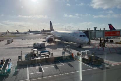 United Airlines plane at Amsterdam Airport.